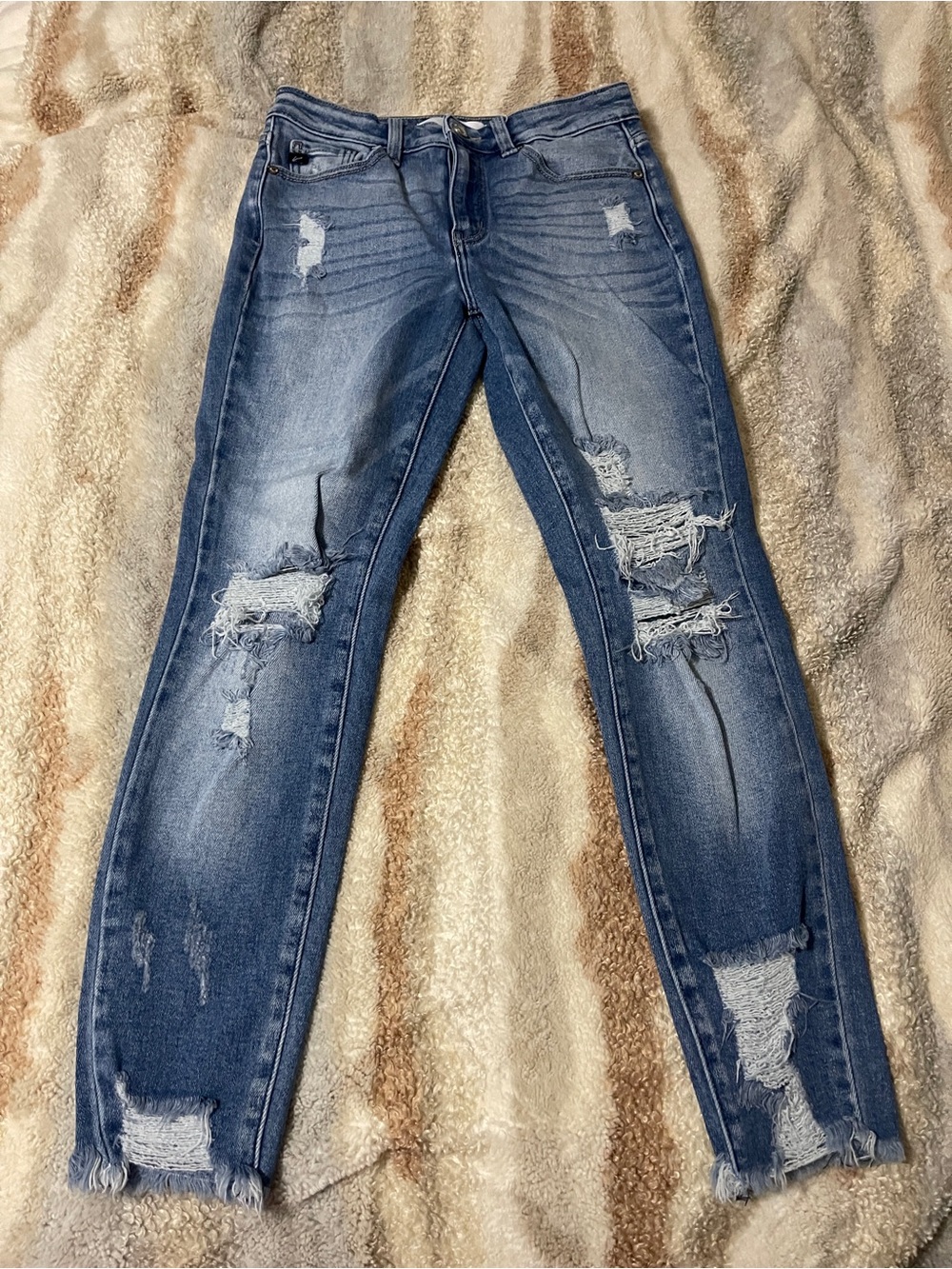 KanCan Distressed Skinny Jeans - Blue Wash